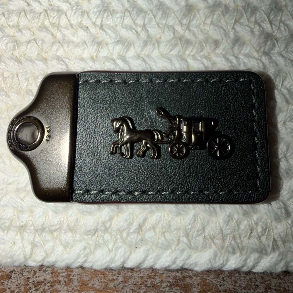 Coach 1941 Leather Horse And Carriage Bag Charm Dark FORREST Green, Black Back